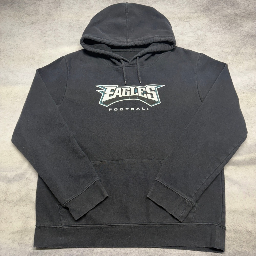 Philadelphia Eagles NFL Football Hoodie Black Graphic Sweatshirt Mens Medium Y2K